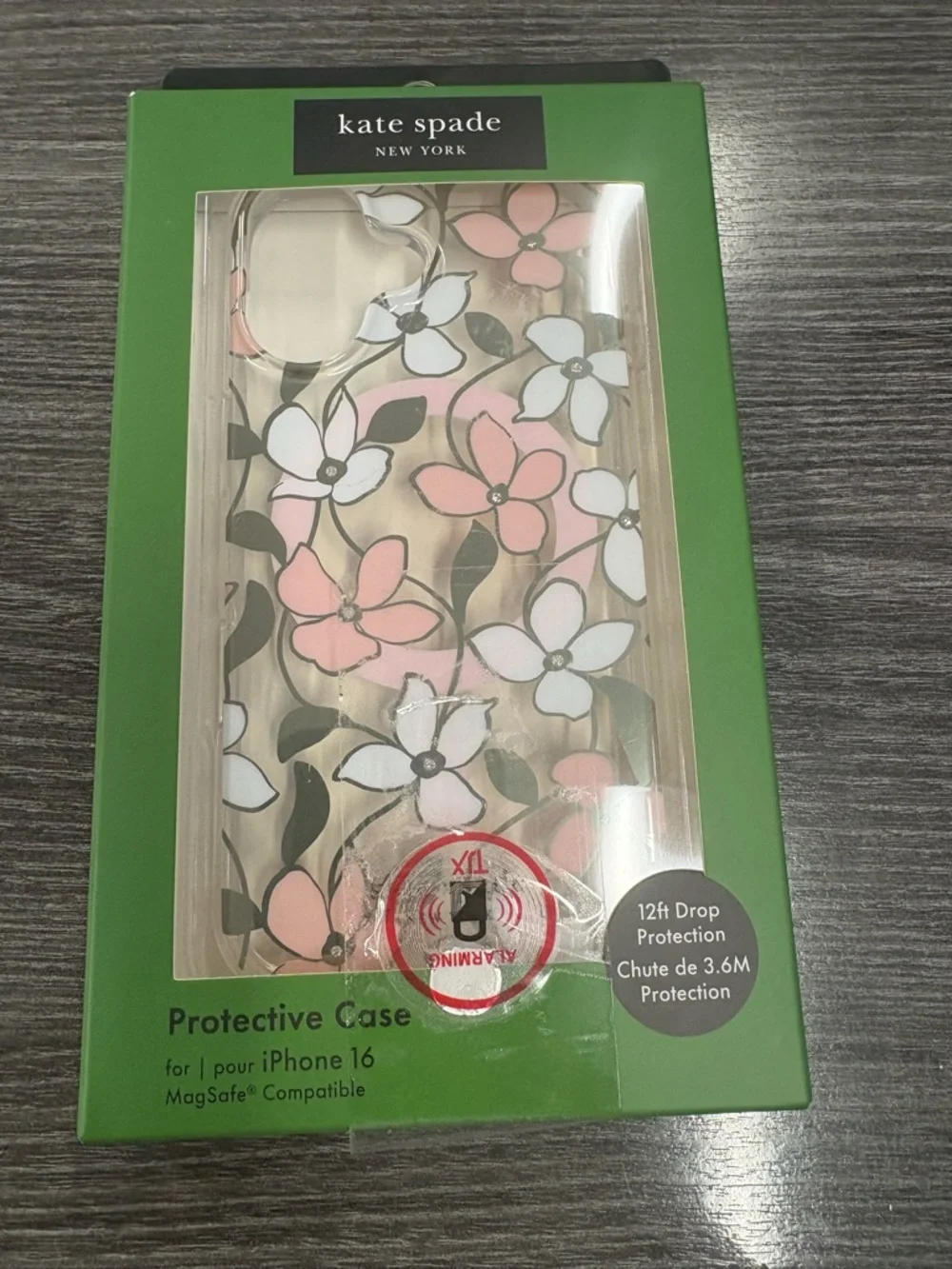 kate spade Pink, White & Black Floral iPhone 16 Case